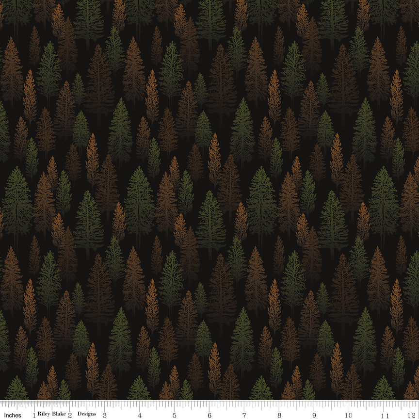 Pine Grove Black Trees Yardage by RBD Designers for Riley Blake Designs