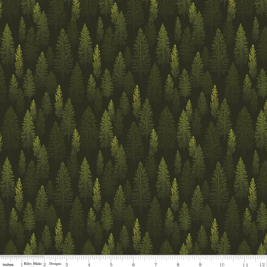 Pine Grove Green Trees Yardage by RBD Designers for Riley Blake Designs