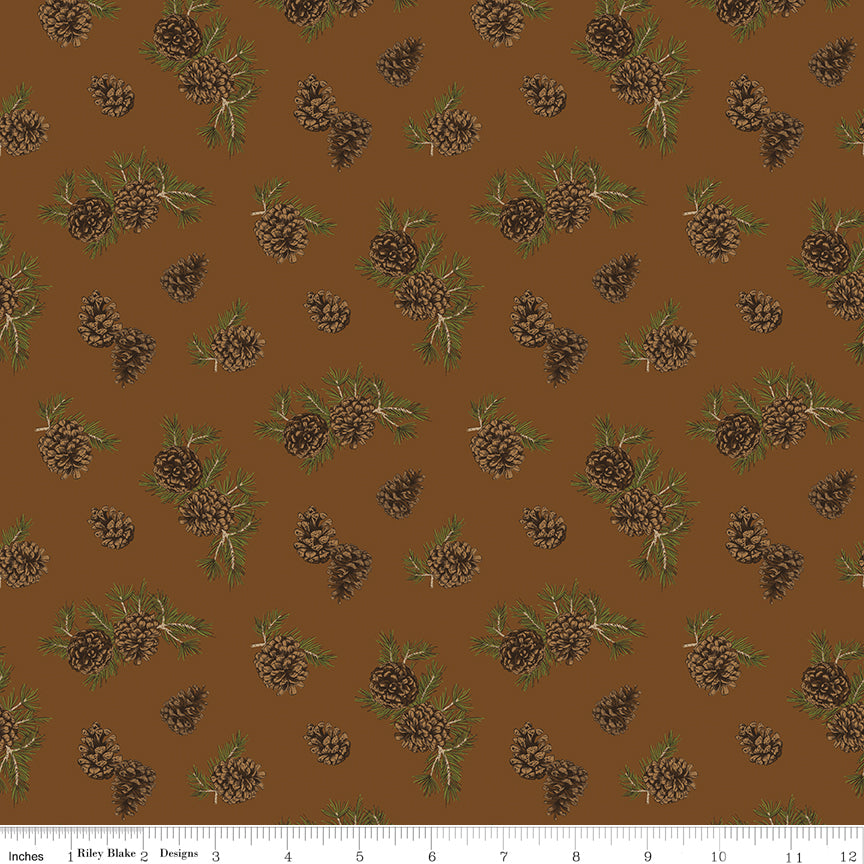 Pine Grove Brown Pinecones Yardage by RBD Designers for Riley Blake Designs