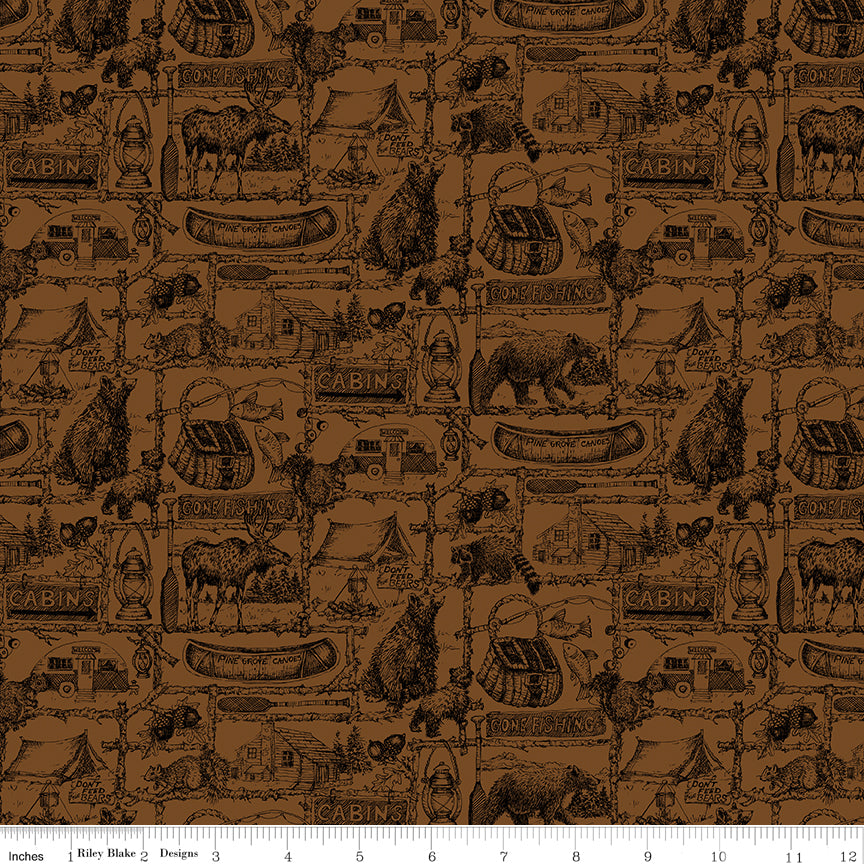 Pine Grove Brown Outlines Yardage by RBD Designers for Riley Blake Designs
