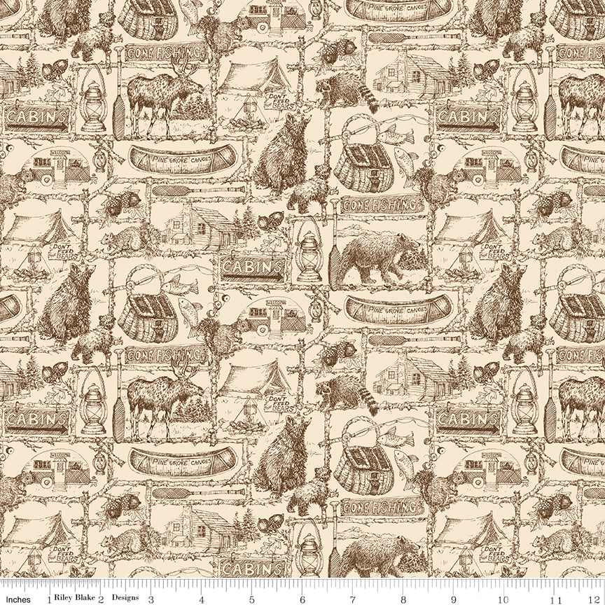 Pine Grove Putty Outlines Yardage by RBD Designers for Riley Blake Designs