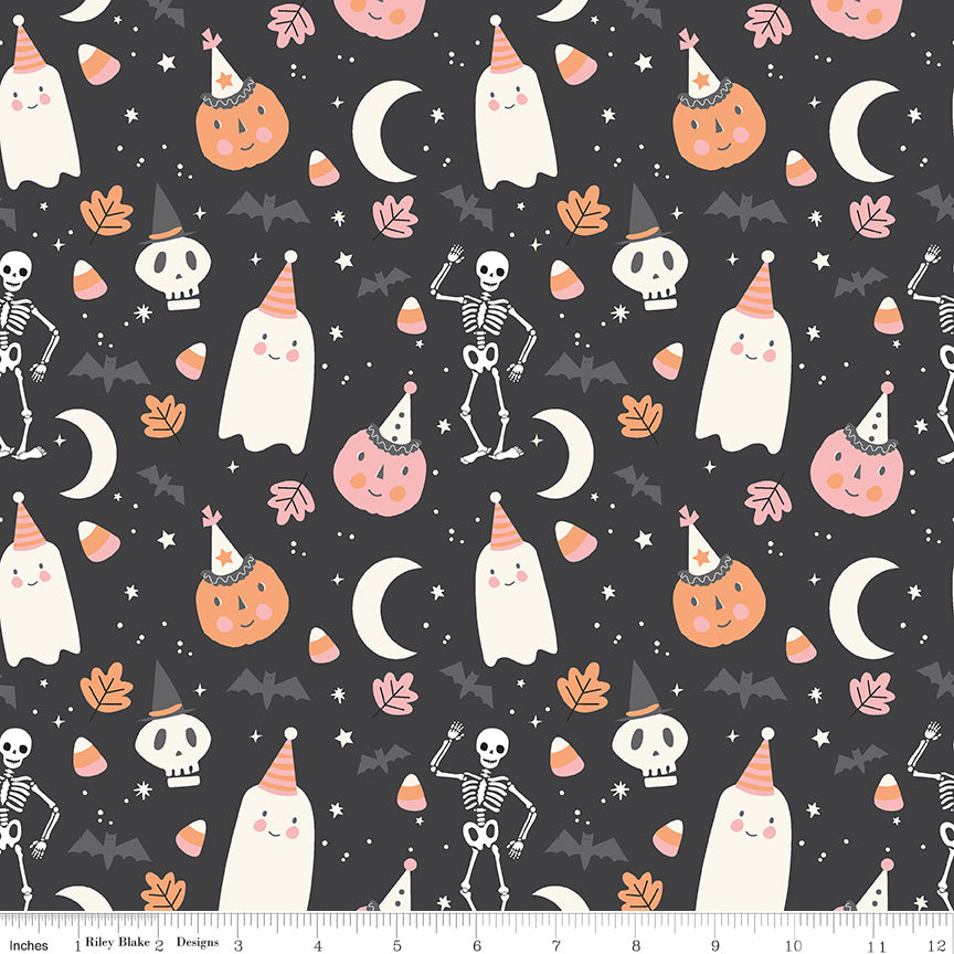 Hey Pumpkin Charcoal Main Yardage by My Mind's Eye for Riley Blake Designs