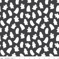 Hey Pumpkin Charcoal Ghosts Yardage by My Mind's Eye for Riley Blake Designs
