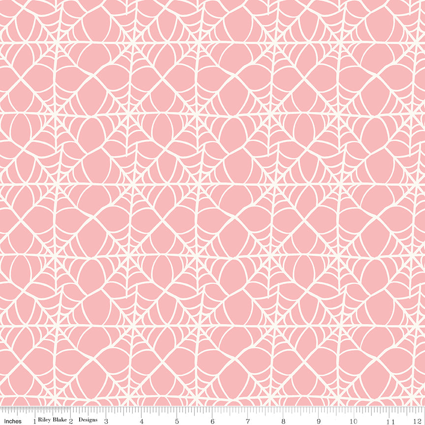 Hey Pumpkin Pink Webs Yardage by My Mind's Eye for Riley Blake Designs