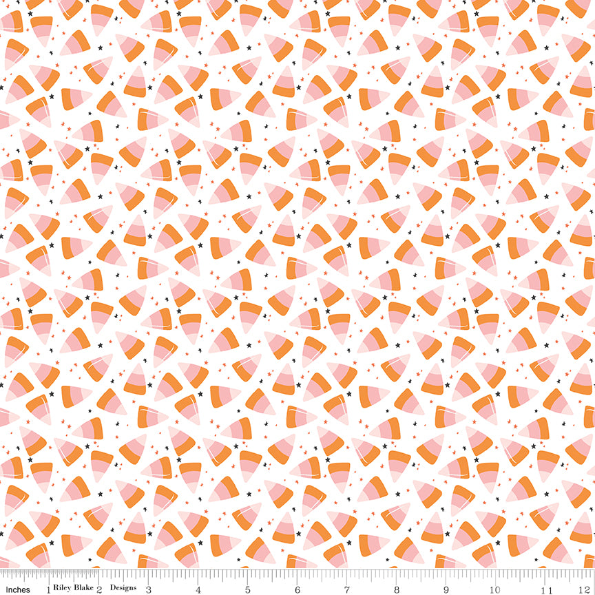 Hey Pumpkin White Corn Candy Yardage by My Mind's Eye for Riley Blake Designs