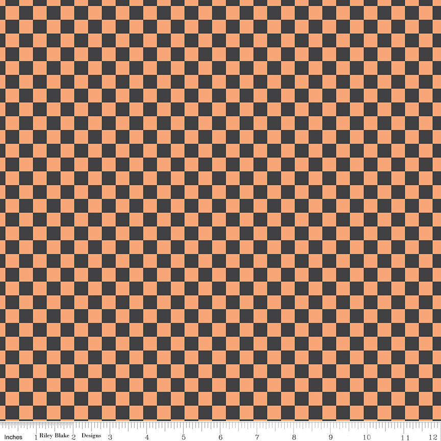 Hey Pumpkin Charcoal Checks Yardage by My Mind's Eye for Riley Blake Designs