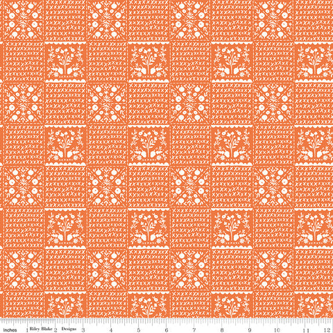 Happy Fall Days Orange Vintage Squares Yardage by Kelsey Carlson for Riley Blake Designs