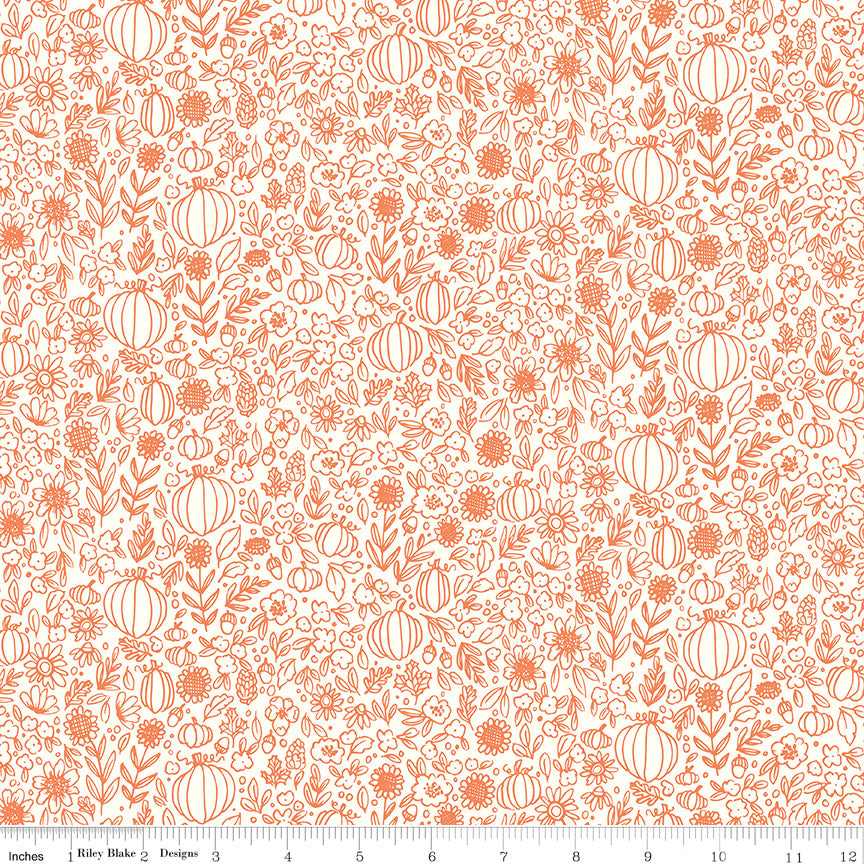 Happy Fall Days Cloud Floral Outline Yardage by Kelsey Carlson for Riley Blake Designs