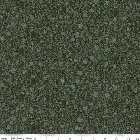 Happy Fall Days Hunter Floral Outline Yardage by Kelsey Carlson for Riley Blake Designs