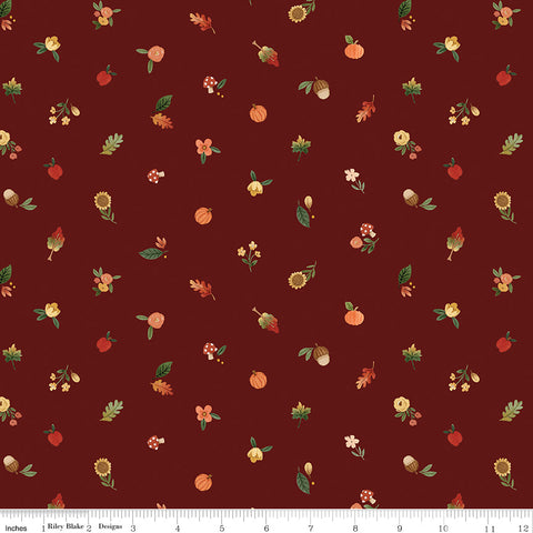 Happy Fall Days Maroon Fall Things Yardage by Kelsey Carlson for Riley Blake Designs