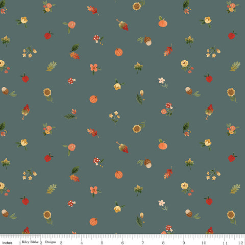 Happy Fall Days Teal Fall Things Yardage by Kelsey Carlson for Riley Blake Designs