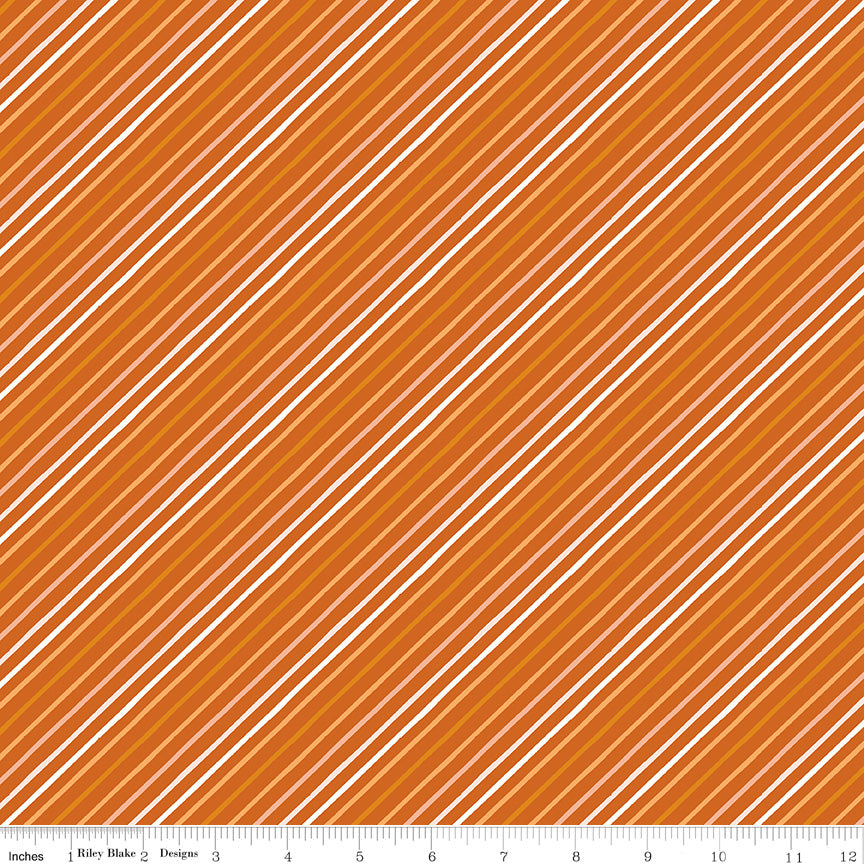 Happy Fall Days Rust Stripes Yardage by Kelsey Carlson for Riley Blake Designs