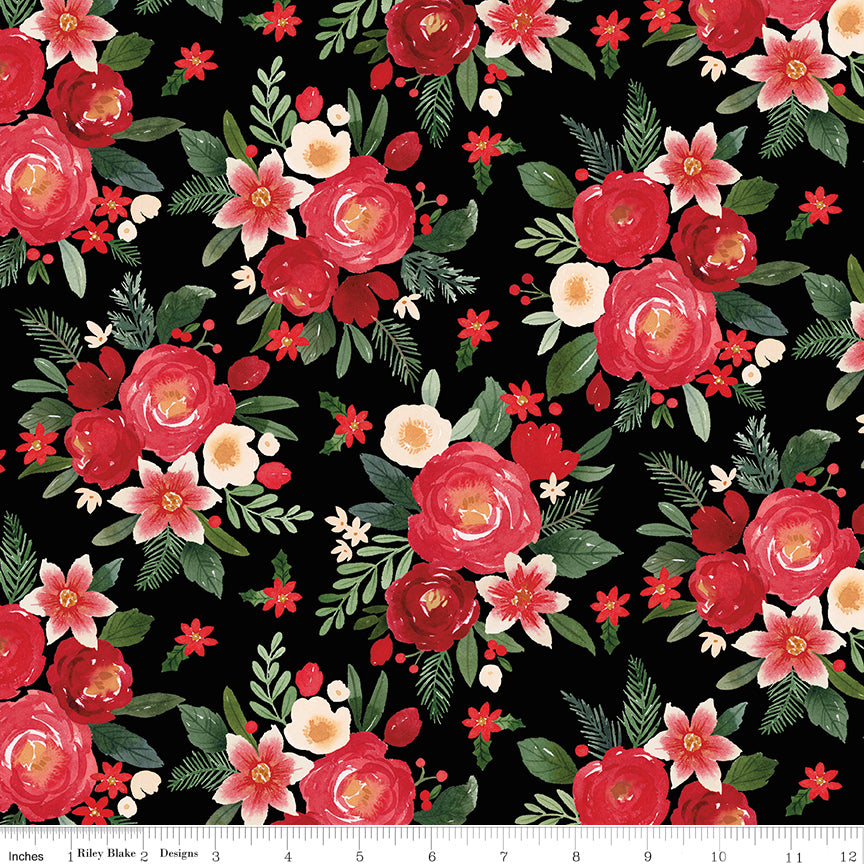Charming Christmas Black Main Yardage by Kelsey Carlson for Riley Blake Designs