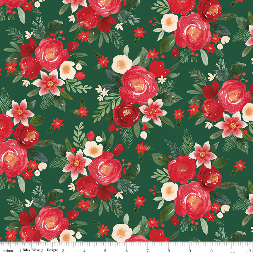 Charming Christmas Green Main Yardage by Kelsey Carlson for Riley Blake Designs