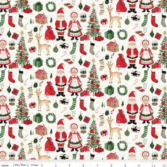 Charming Christmas Cloud Santa & Mrs. Claus Yardage by Kelsey Carlson for Riley Blake Designs