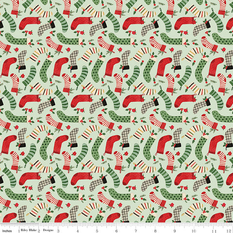 Charming Christmas Mint Stockings Yardage by Kelsey Carlson for Riley Blake Designs