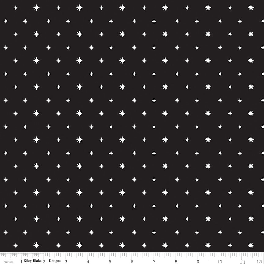 Charming Christmas Black Stars Yardage by Kelsey Carlson for Riley Blake Designs