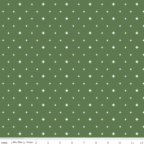 Charming Christmas Green Stars Yardage by Kelsey Carlson for Riley Blake Designs