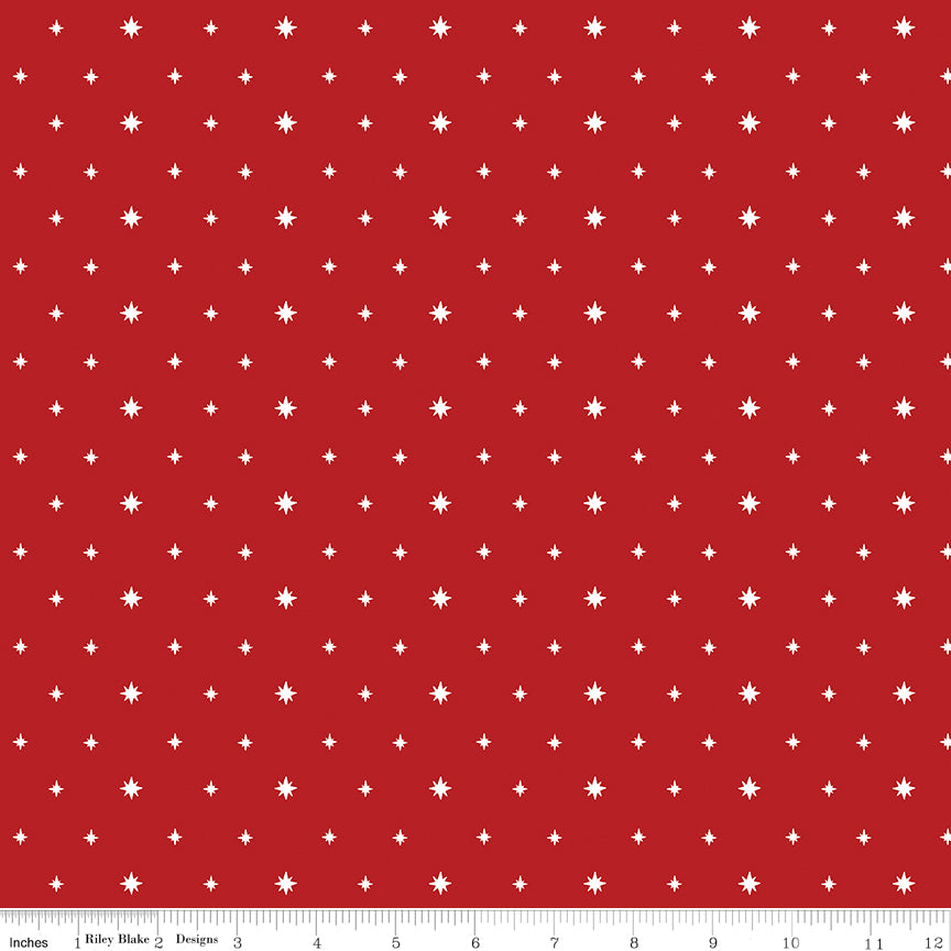 Charming Christmas Red Stars Yardage by Kelsey Carlson for Riley Blake Designs