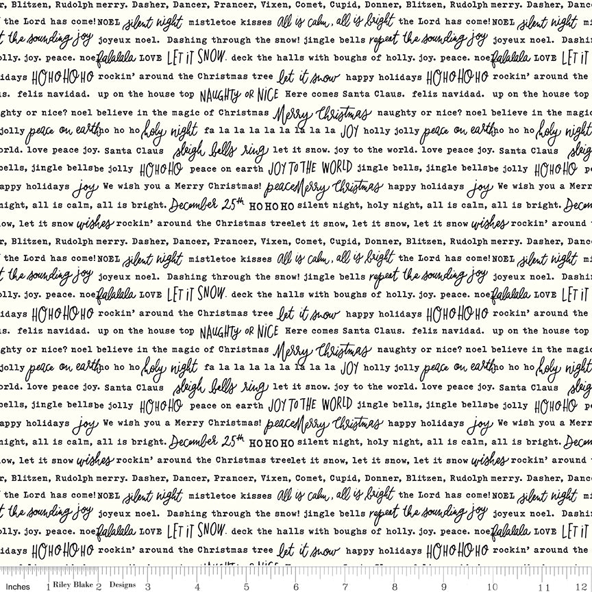 Charming Christmas Cloud Words Yardage by Kelsey Carlson for Riley Blake Designs