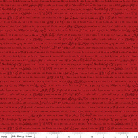 Charming Christmas Red Words Yardage by Kelsey Carlson for Riley Blake Designs