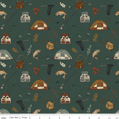 Let's Wander Forest Gone Fishing Yardage by Casey Cometti for Riley Blake Designs