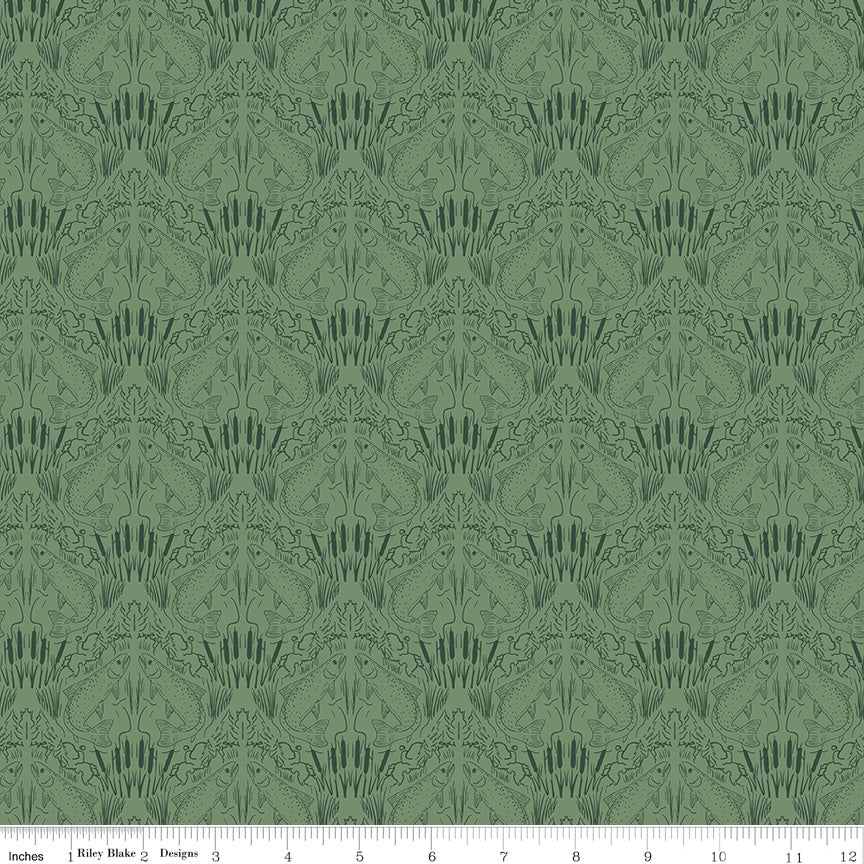 Let's Wander Sage First Catch Yardage by Casey Cometti for Riley Blake Designs