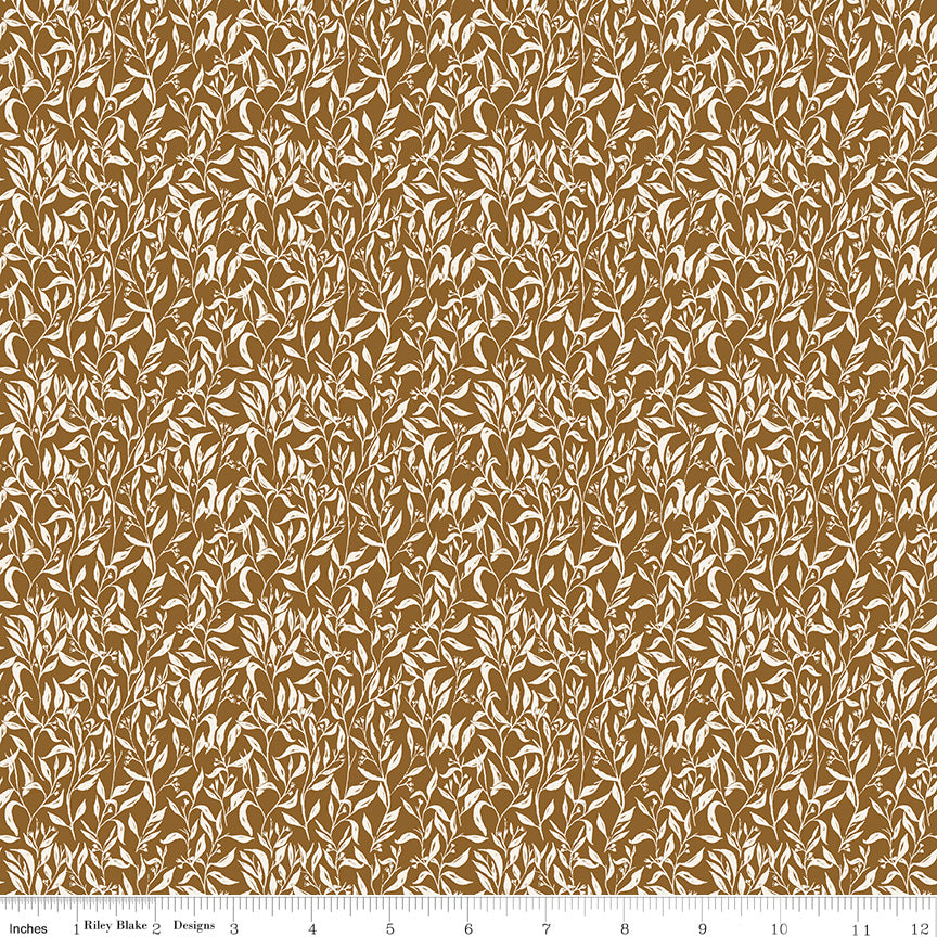 Let's Wander Brown Leaflets Yardage by Casey Cometti for Riley Blake Designs