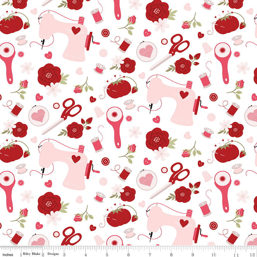 Sew In Love White Sewing Yardage by Dani Mogstad for Riley Blake Designs