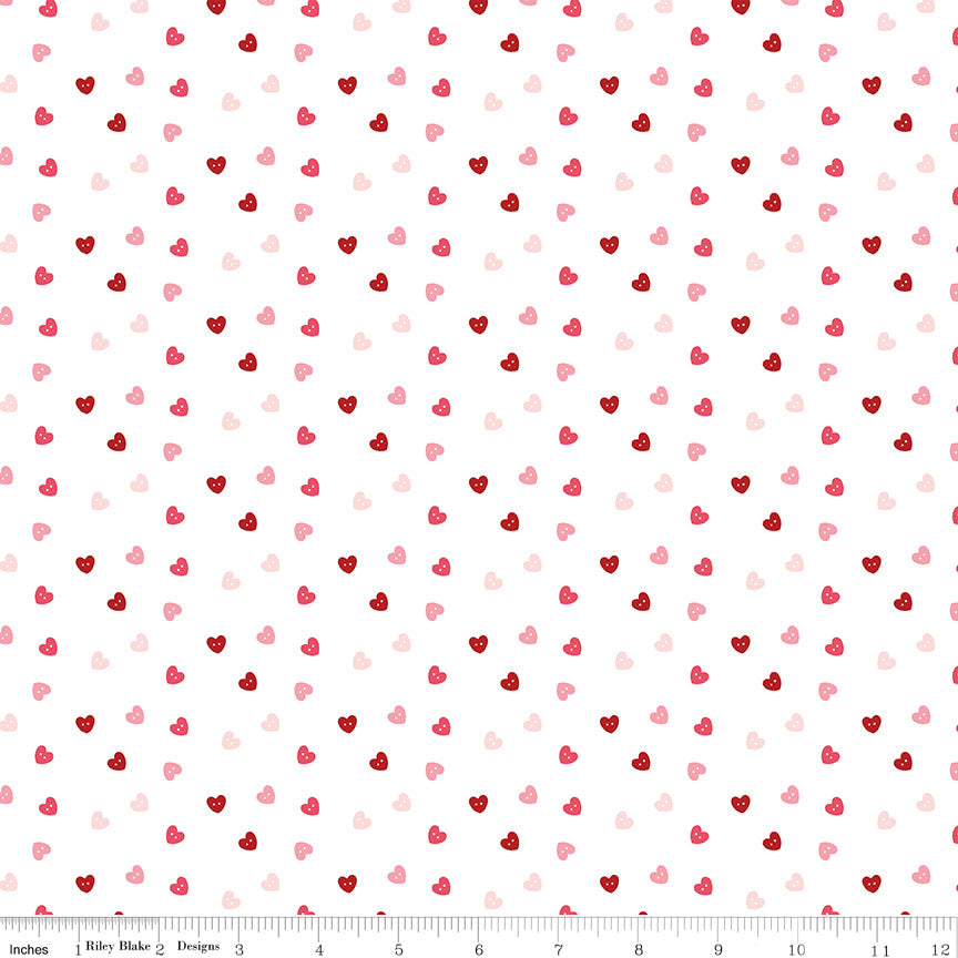 Sew In Love White Hearts Yardage by Dani Mogstad for Riley Blake Designs