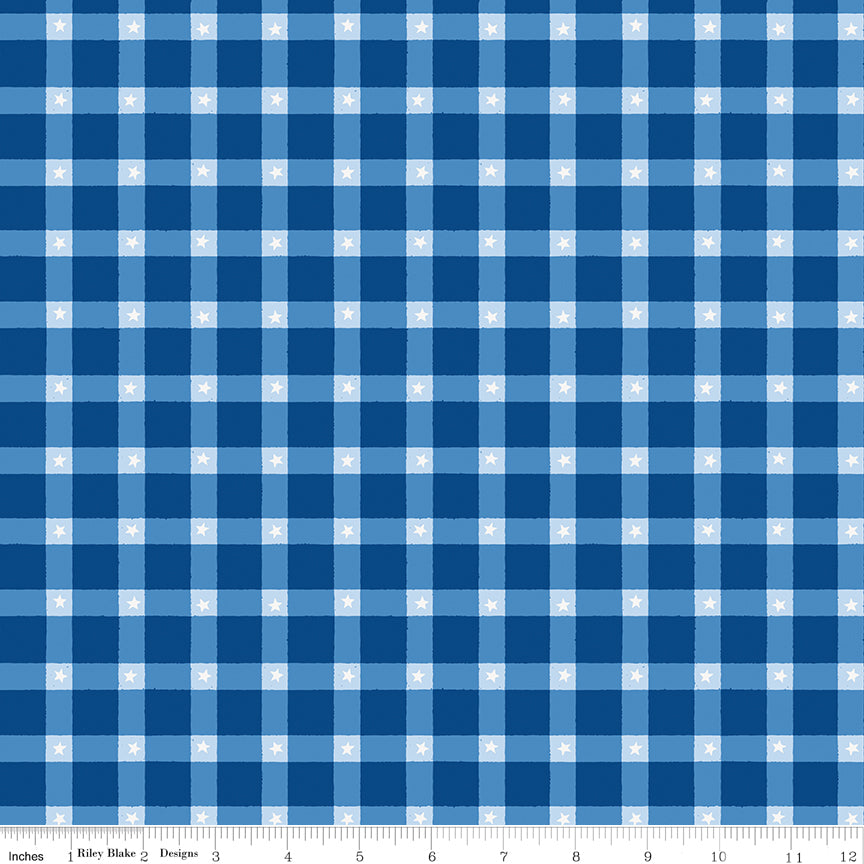 Firecracker Blue Plaid Yardage by My Mind's Eye for Riley Blake Designs