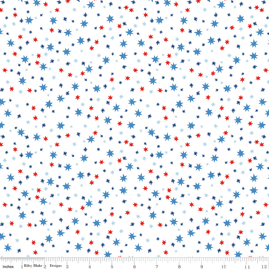 Firecracker White Stars Yardage by My Mind's Eye for Riley Blake Designs