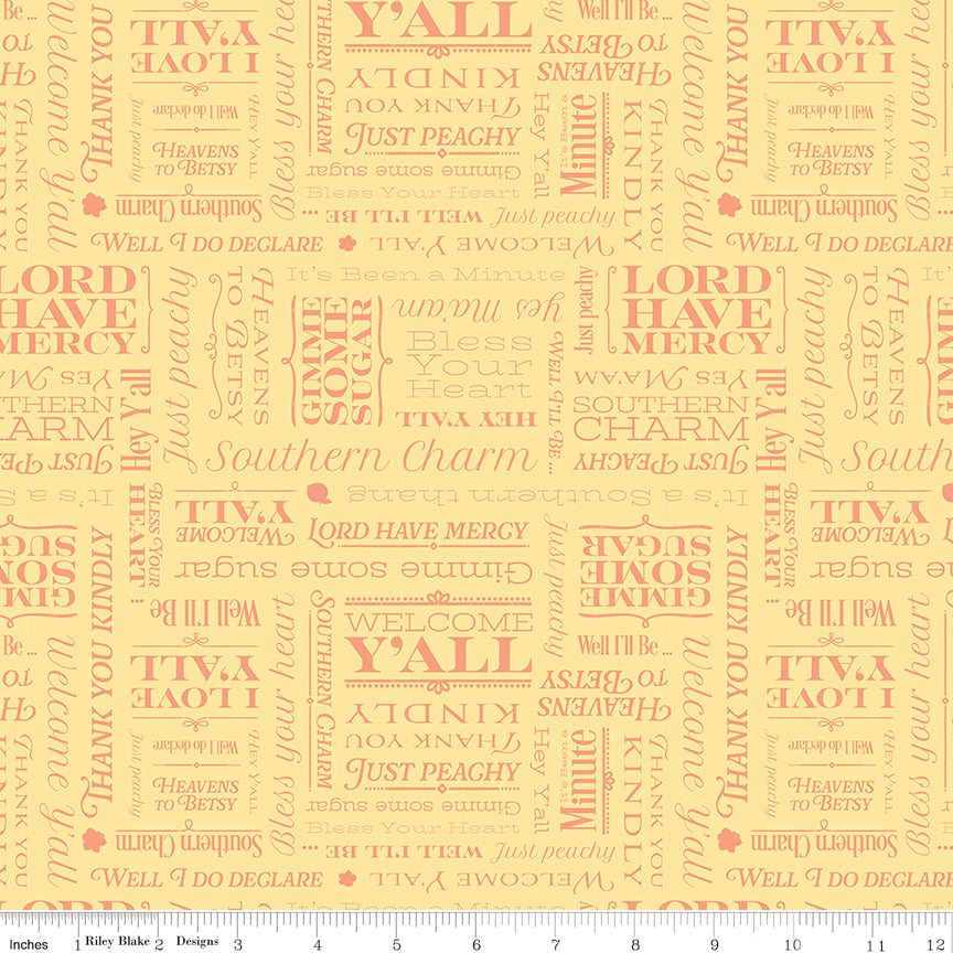 Southern Charm Yellow Text Yardage by RBD Designers for Riley Blake Designs