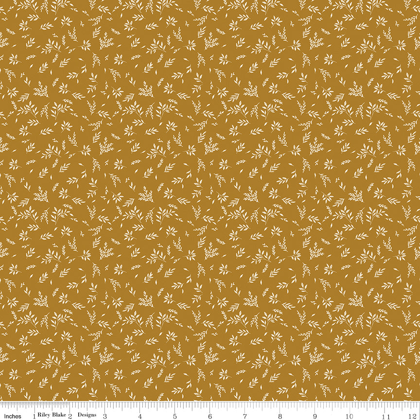 Bountiful Butterscotch Leaves Yardage by Sandy Gervais for Riley Blake Designs