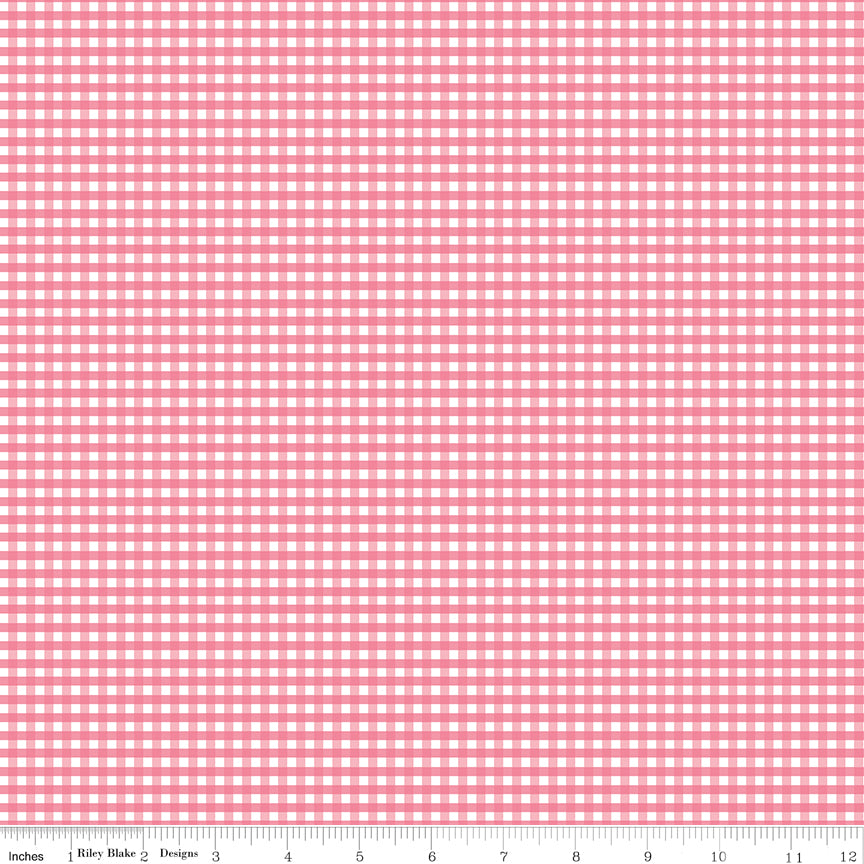 Gingham Sugar Pink 1/8" Gingham Yardage by Riley Blake Designs
