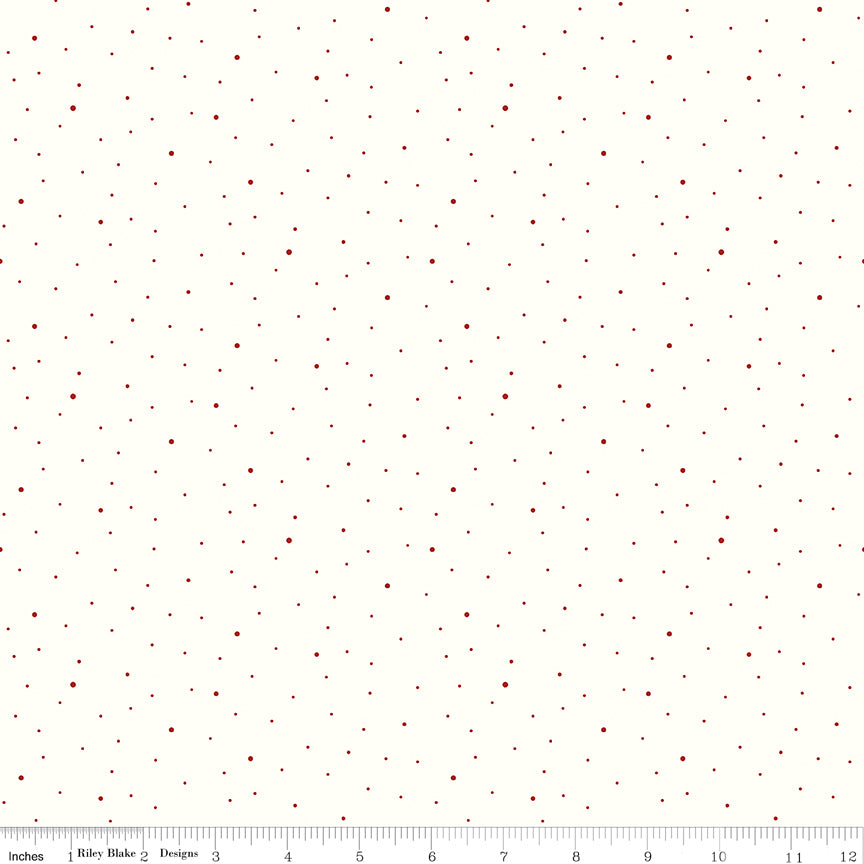 Dapple Dot Barn Red on White Yardage by the RBD Designers for Riley Blake Designs