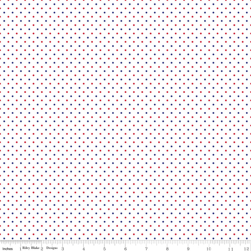 Swiss Dot Patriotic on White Yardage by Riley Blake Designs