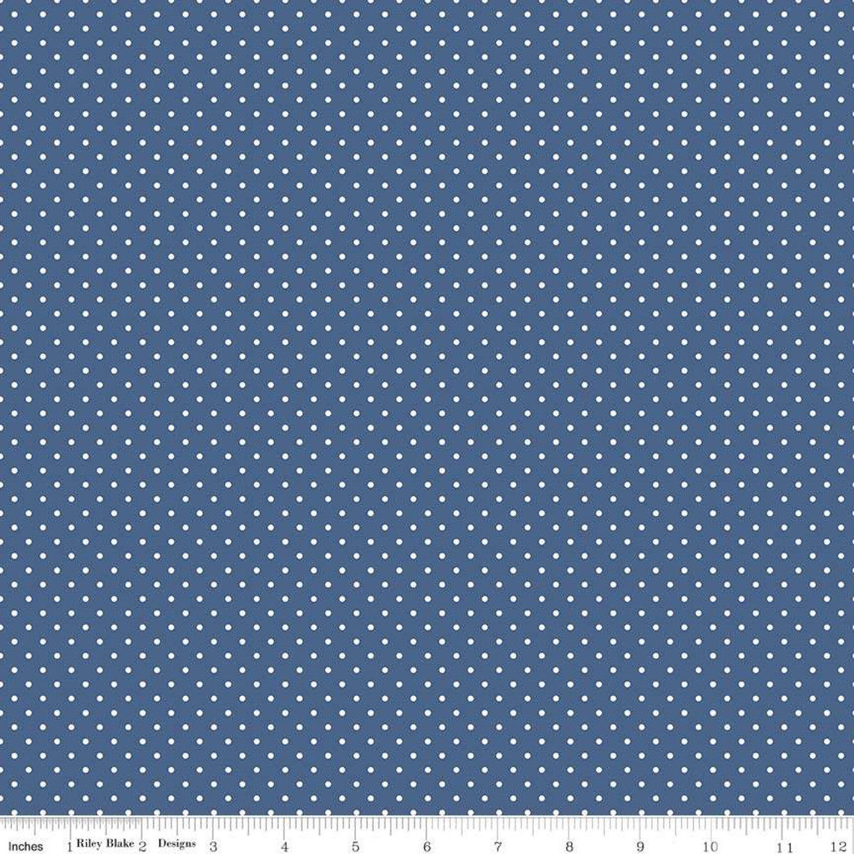 Swiss Dot White on Denim Yardage by Riley Blake Designs