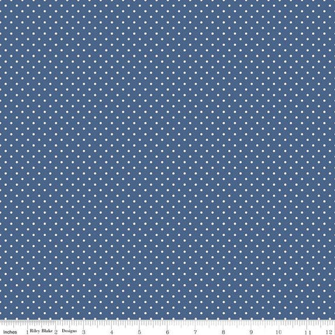 Swiss Dot White on Denim Yardage by Riley Blake Designs