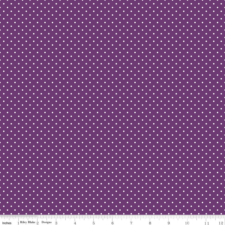 Swiss Dot White on Eggplant Yardage by Riley Blake Designs