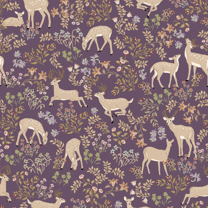 My Darling Deer Plum Darling Yardage by Michal Marko for Poppie Cotton Fabrics