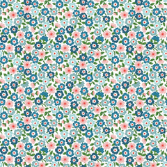 Flower Market Blue Forget Me Nots Yardage by Elea Lutz for Poppie Cotton Fabrics