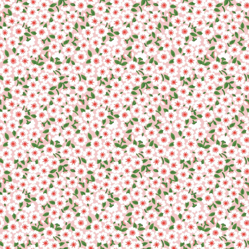 Flower Market Pink Forget Me Nots Yardage by Elea Lutz for Poppie Cotton Fabrics