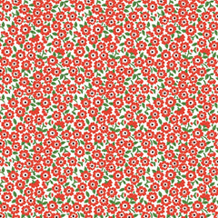 Flower Market Red Forget Me Nots Yardage by Elea Lutz for Poppie Cotton Fabrics
