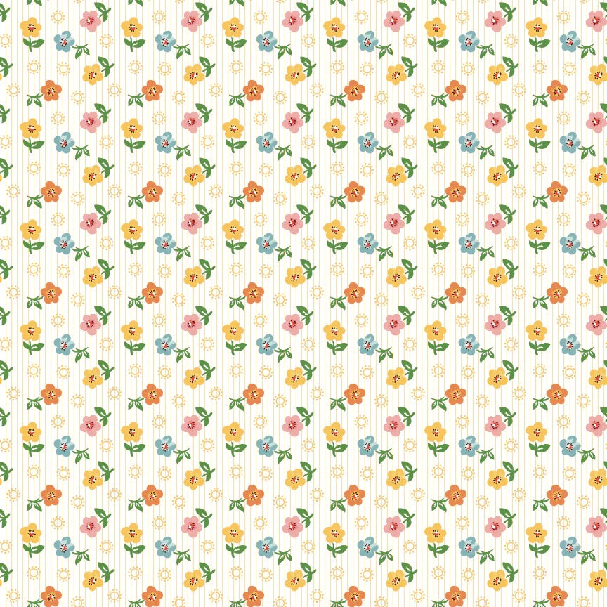 Flower Market Multi Sugar Petals Yardage by Elea Lutz for Poppie Cotton Fabrics