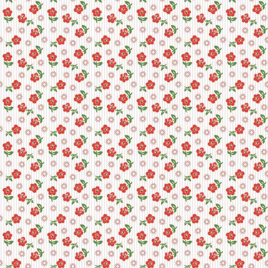Flower Market Red Sugar Petals Yardage by Elea Lutz for Poppie Cotton Fabrics