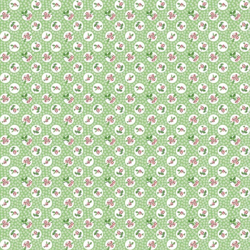 Flower Market Green Pocket Posies Yardage by Elea Lutz for Poppie Cotton Fabrics