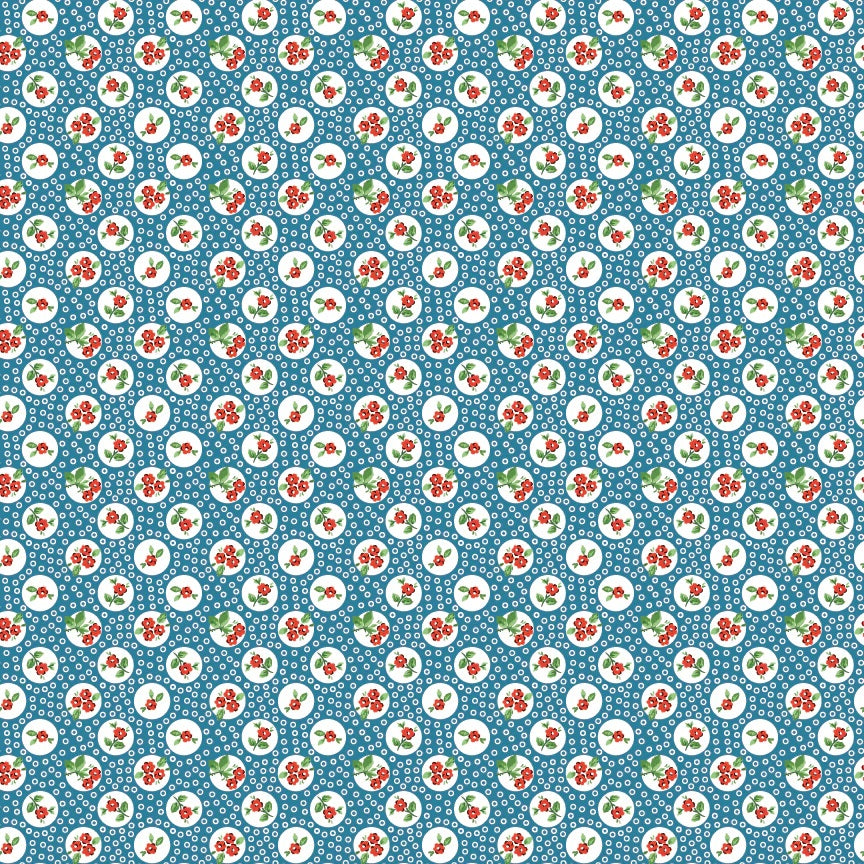 Flower Market Blue Pocket Posies Yardage by Elea Lutz for Poppie Cotton Fabrics