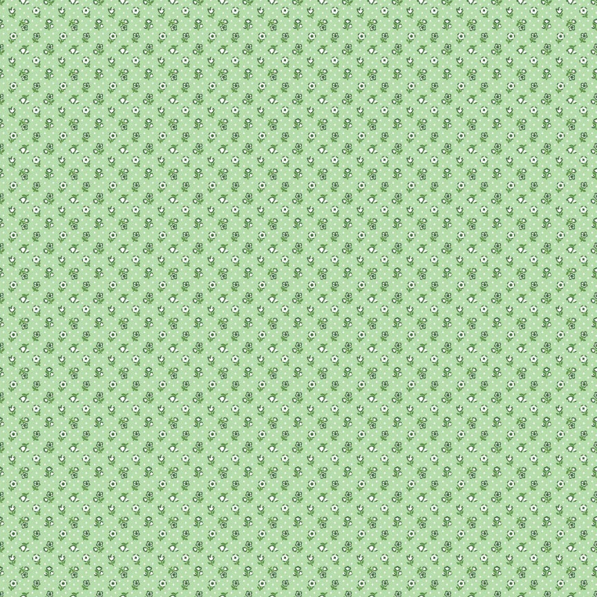 Flower Market Green Flower Freckles Yardage by Elea Lutz for Poppie Cotton Fabrics