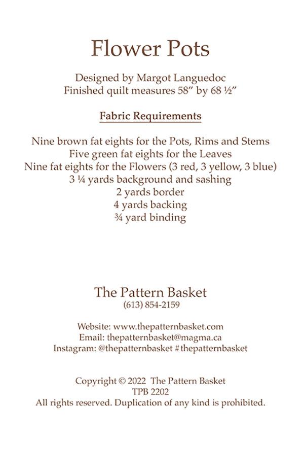 Flower Pots Quilt Pattern by The Pattern Basket